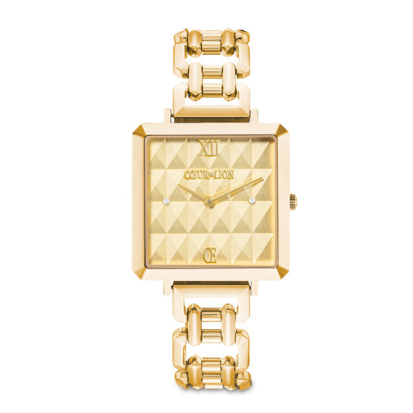 COEUR DE LION CUBE SPIKES STATEMENT GOLD WATCH