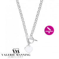 VMJ STERLING SILVER HEART T-BAR NECKLACE