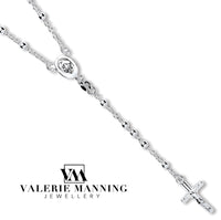 VMJ STERLING SILVER ROSARY BEADS 24 INCH