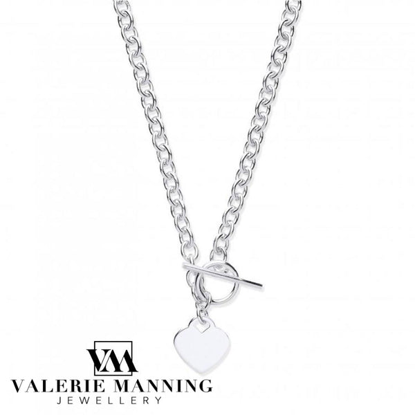 STERLING SILVER HEART T-BAR NECKLACE