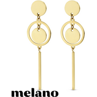 MELANO: GOLD DOUBLE CIRCLE DROP EARRINGS