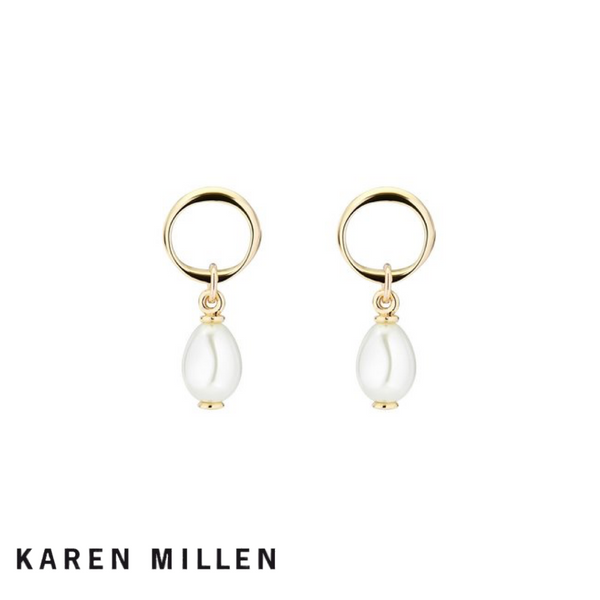 KAREN MILLEN: GOLD MODERN PEARL EARRINGS