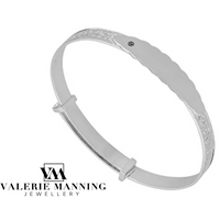 STERLING SILVER CHRISTENING BANGLE WITH CRYSTAL CZ