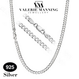 STERLING SILVER GENTS CLASSIC FLAT CURB CHAIN ( LIGHT WEIGHT )  18 INCH