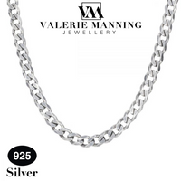 STERLING SILVER GENTS CLASSIC FLAT CURB CHAIN (HEAVY WEIGHT) 18 INCH