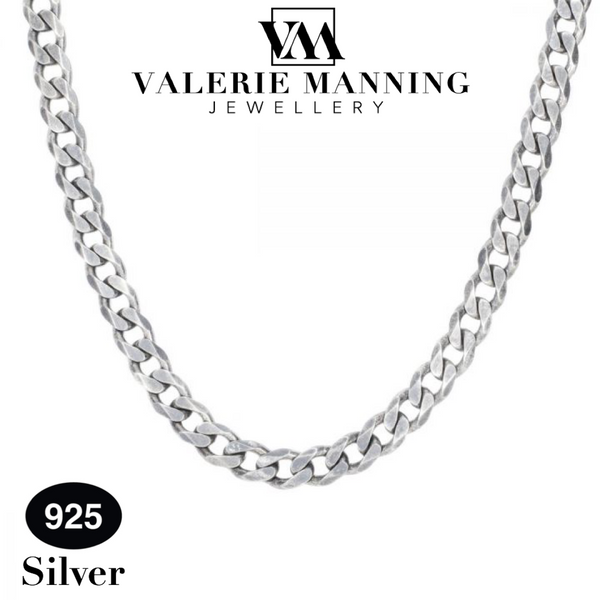 STERLING SILVER GENTS CLASSIC FLAT CURB CHAIN (HEAVY WEIGHT) 20 INCH