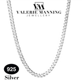 STERLING SILVER GENTS CLASSIC FLAT CURB CHAIN (HEAVY WEIGHT) 22 INCH